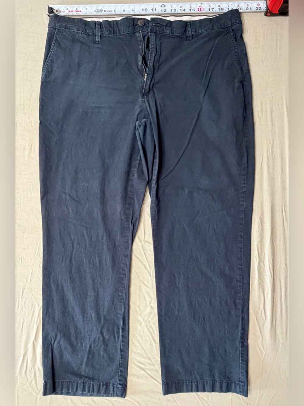 Amazon Essentials Black Chino Pants 40W Men's Cotton Twill Straight Flat Front